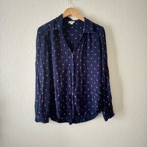 Splendid Button Up Polka dot Blouse